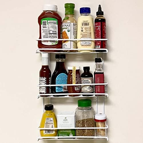 Evelots 3-Tier Spice Rack Organizer Door/Wall Mount, Holds Up to 18 Bottles - Image 5