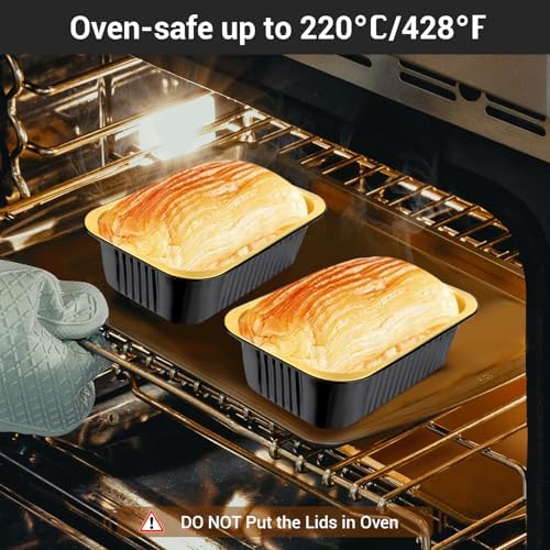 EUSOAR Foil Pans with Lids，100pack 32oz Small Disposable Aluminum Foil Loaf Cake Pan Holder with Lids，Catering Party Meal Prep Freezer Drip Pans for Microwave Oven Safe Cooking,Baking,Heating - Image 5