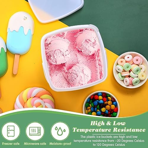 Mifoci 24 Pcs 3 Qt/ 101 Oz/ 3 L Plastic Food Containers, 0.74 Gallon Ice Cream Buckets with Lids and Handle Reusable Square Deli Containers Freezer and Microwave Safe for Kitchen Food Drinks Storage - Image 5
