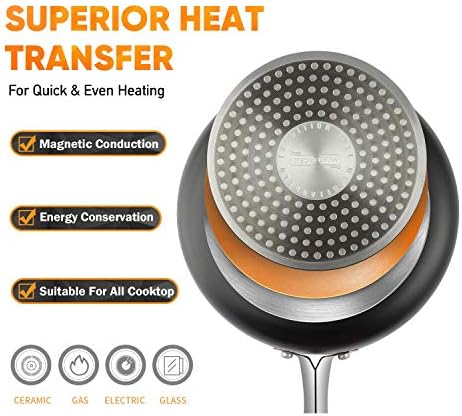 MICHELANGELO Saucepans, 2QT & 3QT Copper Saucepan Set With Non-stick Ceramic Interior For Multipurpose Use, Nonstick Saucepan With Lid, Copper Small Pots 2 Quart & 3 Quart - Image 5