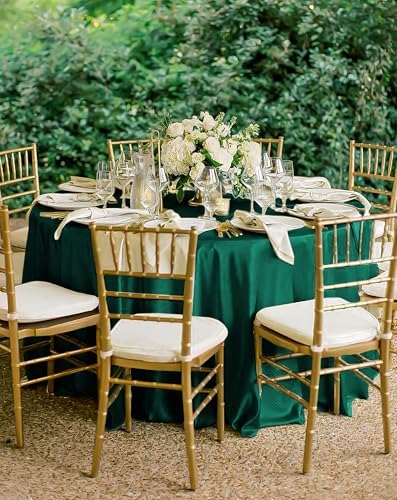 12 Pack 120 Inch Round Satin Tablecloth, Hunter Green - Image 6
