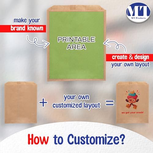 MT Products Custom Printed Kraft Cookie Bags 6.5" x 8" - Personalized Grease Resistant Bakery Bags for Baked Goods - Image 5