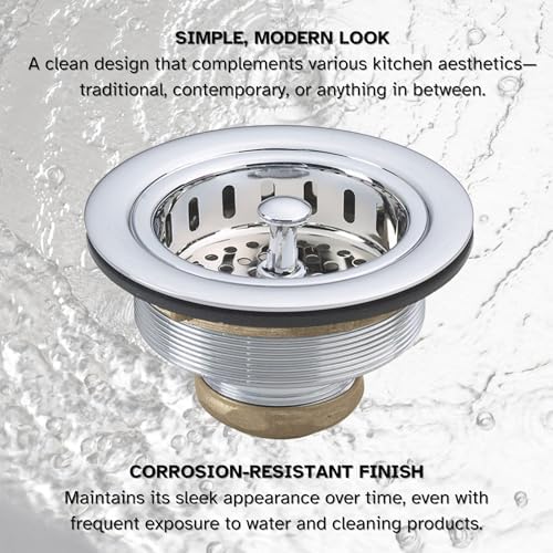 Westbrass A214-26 3-1/2" Post Style Large Kitchen Sink Basket Strainer, Polished Chrome - Image 4