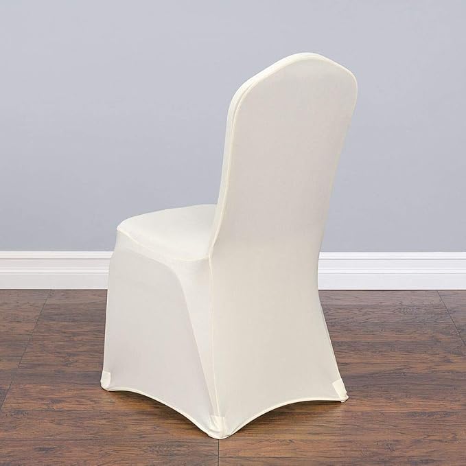 Linenlanding Set of 1/10/50Pcs Hotel Banquet Dining Spandex Stretch Chair Covers - Wedding Reception Banquet Party Restaurant, 17 Colors! (10, Ivory) - Image 2