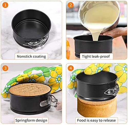 Utoolmart Springform Cake Pan, Carbon Steel Sturdy Non-Stick Leakproof Round Cheesecake Pan, Scratch-Resistant Springform Pan, 4 Inch - Image 5