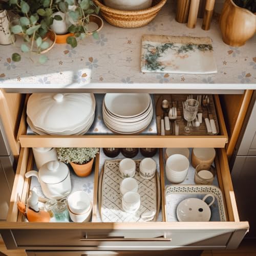 Cabinet Liners 10Rolls12 W x 120" L Wide Non Adhesive Kitchen Drawer Liner, Waterproof Shelf Liner Durable Anti-Slip for Kitchen Cabinets Shelf Liner Oil-Proof - Image 2