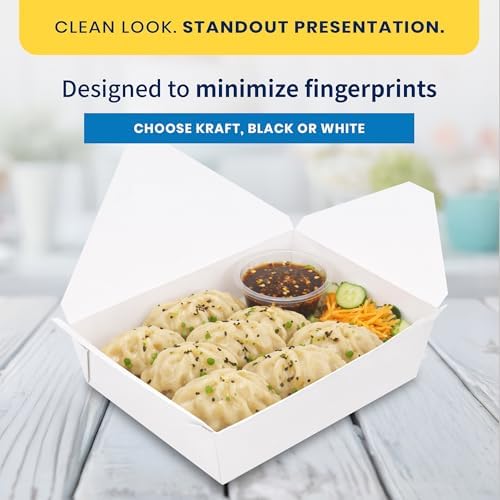 FC Meyer MeyerPak #3 Take Out Cartons, Leak & Grease Resistant Take Out Boxes, Earth-Friendly Disposable To Go Food Containers, 7 3⁄4” x 5 1⁄2” x 2 1⁄2“, White, Pack of 200 - Image 3