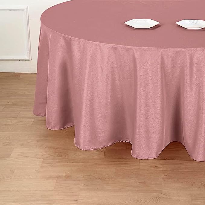 Balsa Circle 10 pcs 108 inch Dusty Rose Round Washable Polyester Easy-Care Tablecloth for Indoor and Outdoor Bridal Shower Wedding Table Buffet Table Parties Events Kitchen Dining - Image 5