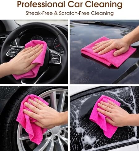 KitchLife Microfiber Cleaning Cloth Roll, 100 Pack - Tear-Away Microfiber Paper Towels, Lint-Free, Reusable, Washable for Kitchen, Car, Dishes, and Sensitive Surfaces (Hot Pink) - Image 6