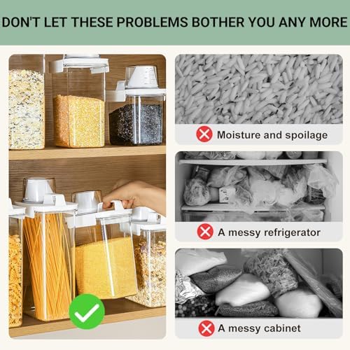 Cereal Storage Container-2PCS Airtight Kitchen Food Storage Organizers BPA Free Food Dispenser with Pouring Spout Handle for Rice Flour Pasta Grain, Pet Dog Cat Bird Food Storage Container (77.7oz） - Image 2