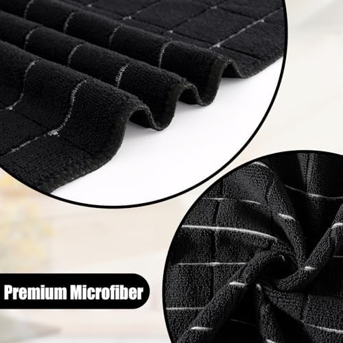 Homaxy Microfiber Kitchen Towels and Dishcloths Sets, 16 Pack, Black - Image 2