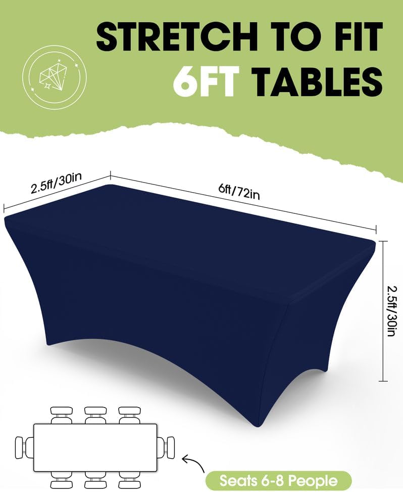 Pureegg Spandex Tablecloth 6ft 2 Pack Navy Blue - Image 2