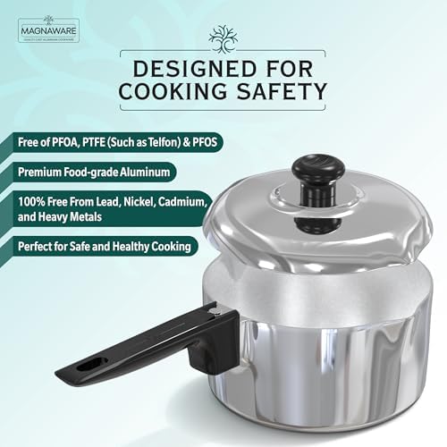 Magnaware Cast Aluminum Sauce Pan with Lid 2 Quart - Multipurpose Lightweight Saucepan with 2 Side Pour Spouts & Stay-Cool Handle - Small Cooking Pot for Sauces, Pasta, Soup - Oven Safe - Image 4