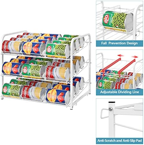 BTY Can Organizer for Pantry Stackable Can Rack Organizer 2 Pack Stacking Can Storage Dispensers 3 Tier Small Space Holds up to 36 Cans for Pantry, Kitchen, Cabinet White - Image 3