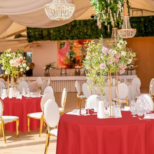 12 Pack Red Round Tablecloths, 90 Inch Polyester Table Cloth - Image 7