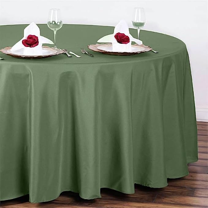 Balsa Circle 10 pcs 108 inch Willow Green Round Washable Polyester Easy-Care Tablecloth for Indoor and Outdoor Bridal Shower Wedding Table Buffet Table Parties Events Kitchen Dining - Image 3
