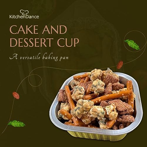 KitchenDance Disposable Foil Cake and Dessert Cup Set with Lid - 4.5 x 4.5" Square Cake Baking Pan for Hotels, Restaurants - Heavy Duty Aluminum Pan for Baking and Preparing Food, #A-24P (500, Gold) - Image 2