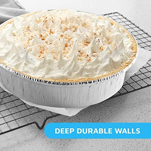 MontoPack 9” Round Aluminum Foil Pans with Clear Lids | Disposable Containers with Straight Walls for Storing, Baking, Meal Prep & Reheating | Freezer & Oven Safe, Recyclable (100 Pack) - Image 6