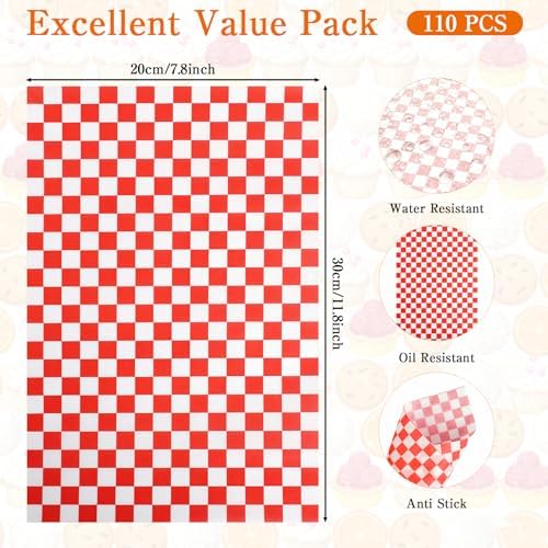 220 Pcs Paper Food Tray with Checkered Wrapping Paper Brown Greaseproof 4 Corner Pop up Paperboard Food Box Disposable Foldable Cardboard Trays for Theater Stadium - Image 3