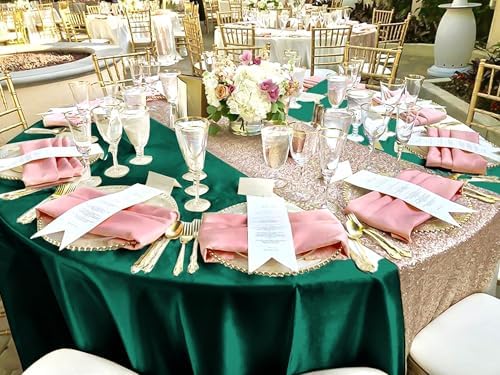 12 Pack 108 Inch Round Satin Tablecloth, Hunter Green - Image 7
