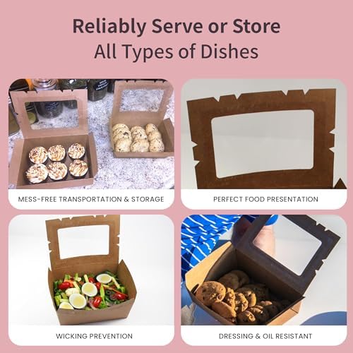FC Meyer MeyerWindow #3 Kraft Boxes With Window, Disposable Paperboard Take Out Cartons, Bakery Boxes, Lunch Box & Go To Food Storage Container, 7 3⁄4” x 5 1⁄2” x 2 1⁄2“, Small Pack of 15 - Image 5