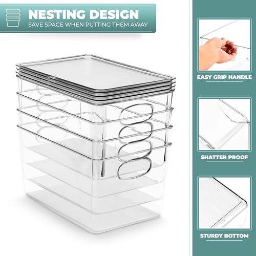 Sorbus Large Clear Plastic Storage Bins with Lids, Clear Stackable Storage Bins, Laundry Room Organizer Bins, Office, Classroom, Playroom, Bathroom, Laundry Room Organization and Storage (4 Pack) - Image 6