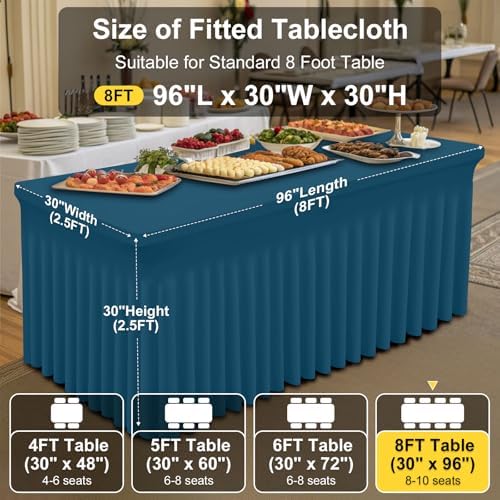Smiry 2 Pack Spandex Elastic Fitted Table Cloth Skirt for 8FT Table - Image 4