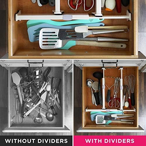 4 Adjustable Drawer Dividers, Organize Silverware and Utensils in Home Kitchen, Divider for Clothes in Bedroom Dresser, Designed to Not Snag Underwear and Bra Fabrics, Bathroom Storage Organizers - Image 5