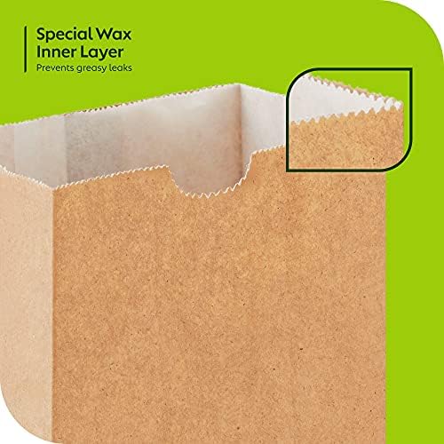 Culinware Brown Paper Bags Wax Lined 3 Lb – Grease Resistant Paper Bags for Sandwiches, Fries, Popcorn, Donuts and Creamy, Greasy Food – Ecofriendly Bulk Food Bags – 4.75x 3.88 x 8.81 In - 250 Count - Image 4