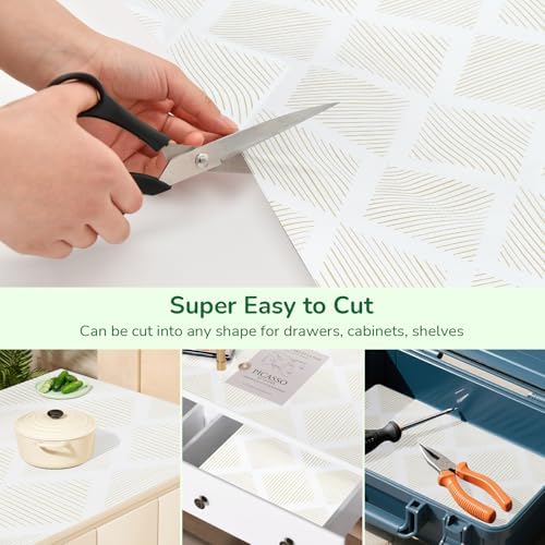 Drawer and Shelf Liner for Kitchen Non-Slip 17.5in x20FT Yellow&White - Image 5
