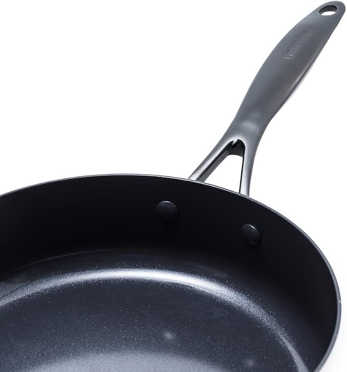 GreenPan Venice Pro Noir Tri-Ply Stainless Steel Healthy Ceramic Nonstick 12" Frying Pan Skillet with Lid, Matte Black Handle, PFAS-Free, Multi Clad, Induction, Dishwasher Safe, Oven Safe, Silver - Image 5