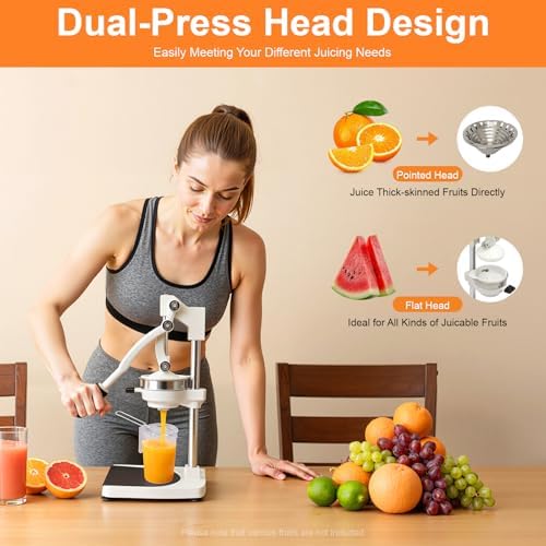 Cast Iron Juicer, Manual Juicer Hand Press Heavy Duty with Stable Base, Commercial Citrus Press for Orange Lemon Lime Grapefruit Pomegranate, Easy to Clean(Filter Bags & Cup) - Image 2