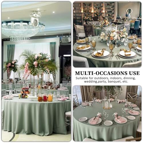 8 Packs 120 Inch Sage Green Round Tablecloth - Image 6