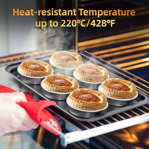 Beasea Pie Tins with Lids 8oz, 100 Pack 4 Inch Disposable Mini Creme Brulee Ramekins Silver Small Aluminum Foil Pie Tart Cake Baking Pans Individual Round Containers Oven Safe for Baking - Image 5