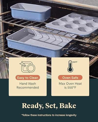 Caraway 11-Piece Non-Stick Ceramic Bakeware Set | Baking Sheets, Assorted Baking Pans, Cooling Rack, and Storage, Aluminized Steel Body, Non-Toxic, PTFE and PFOA Free, Cream - Image 4