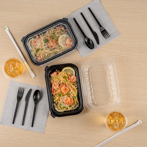 Restaurantware 24 oz Black Plastic Clamshell Container, 50 Pack - Image 6