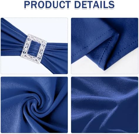 Joccun 120 PCS Spandex Chair Sashes Bows Stretch Chair Cover Band with Buckle Slider Universal Elastic Chair Ties for Wedding Banquet Party Event Decoration (Navy) - Image 3