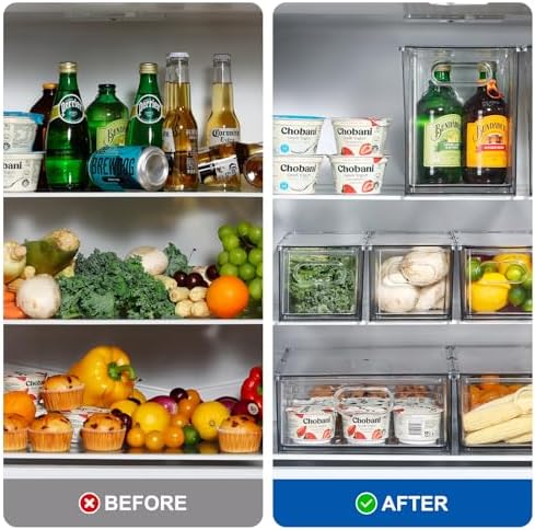 Fridge Organizers and Storage Pull Out Drawer, 4 Small | Stackable, Clear, Fruit and Veggies Containers, for Kitchen, Cabinet - Image 5