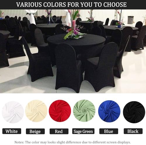 2 Pack 5FT Round Spandex Tablecloth 60" Round Elastic Table Cover Washable Wrinkle Resistant Fitted Table Cloth for Wedding Party Birthday Banquet Bar Events(Black) - Image 4