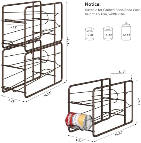 MOOACE 4 Pack Can Organizer for Pantry, Stackable Soda Can Dispenser Rack | Kitchen Canned Food Storage, Beverage Soup Cans Holder Drink Organizer for Cabinet Fridge, Bronze - Image 5