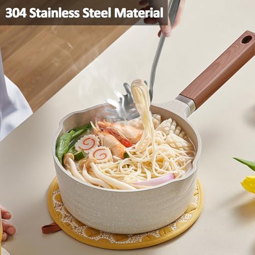 304 Stainless Steel Cooking Utensils Set with Holder, 12 PC Metal Kitchen Utensils Gadgets Sets with Potato Masher, Pasta Server, Fork, Turner, Skimmer, Spoon - Image 5