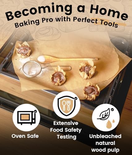 400PCS Parchment Paper for Baking, 12x16 In Precut Parchment Paper Sheets, Heavy Duty Non-Stick Baking Paper, Half Sheet Baking Sheets for Baking Cookies, Cooking, Air Fryer, Oven - Unbleached - Image 2