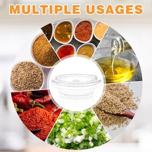 Maxdot 1000 Pack 0.5 oz Containers with Lids Plastic Portion Cups Bulk Mini Disposable Souffle Container Cup Sauce Condiment Leak Proof Shot Lunch Small Portion Box Travel Party Dinner Sauce Salad - Image 4