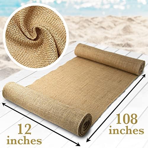 Burlap Table Runners, 12 x 108 Inch - 10 Pack Outdoor Jute Table Runners for Rustic Farmhouse Decor, Thanksgiving, Fall, Natural Color Edge - Image 2