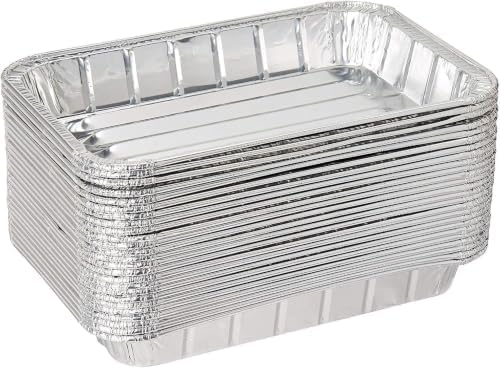 DCS Deals Pack of 20- Disposable Aluminum Broiler Pans – Good for BBQ, Grill Trays – Multi-Pack of Durable Aluminum Sheet Pans – Ribbed Bottom Surface - (Pack Of 20 Mini Broiler Pan) by DCS+Deals