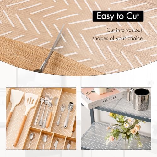 Cooyes Shelf and Drawer Liner for Kitchen Cabinets – Non-Adhesive, Waterproof, Non-Slip Cabinet Liners for Scratch Protection, Desk, Refrigerator, Shelves, Drawers with Modern Pattern - Image 3