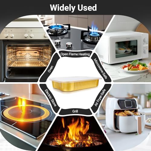 EUSOAR Foil Pans with Lids, 12pack 123oz Small Disposable Aluminum Foil Loaf Cake Pan Holder Tin, Heavy Duty Catering Party Meal Prep Freezer Drip Pans for Microwave Oven Safe Cooking,Baking,Heating - Image 6