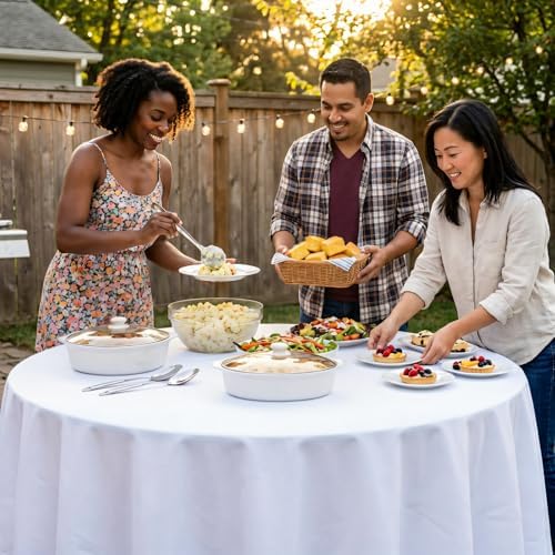 12 Packs 108 Inch White Round Tablecloth - Image 3