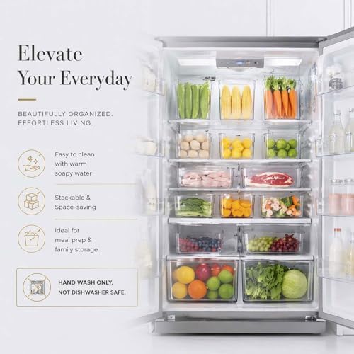 Crystal Clear Freezer Storage Bins, Crack-Resistant Plastic Fridge Storage Bins with Built-in Handles, BPA-Free Organization Containers for Refrigerator, Pantry Kitchen Cabinets (B-7 in,8) - Image 5