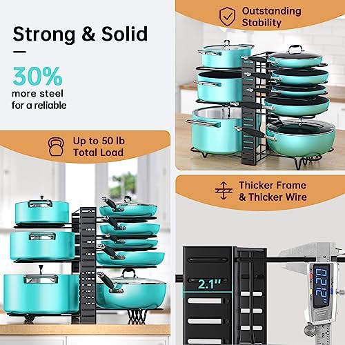 MUDEELA 8-Tier Lightweight pot and pan organizer for under cabinet, 16.6" H - Image 3